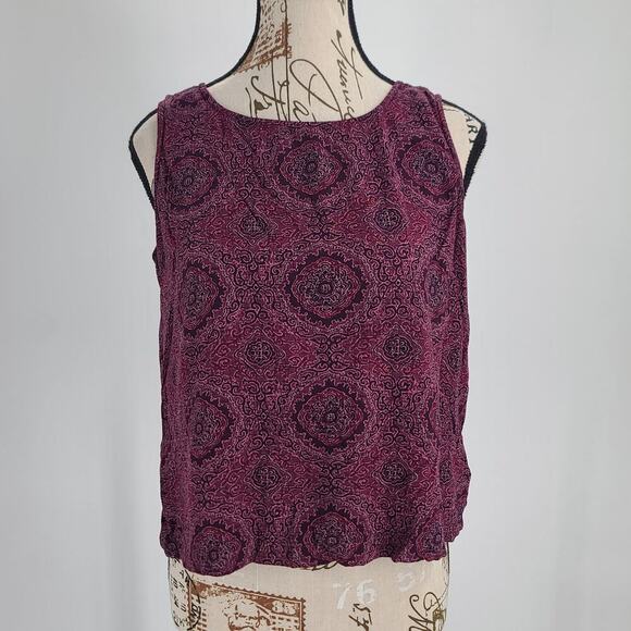 Liz Claiborne maroon ladies medium tank office boho dark feminine quirky preppy - Picture 1 of 7